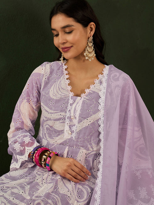 Purple Cotton Blend Pant Suit Acy8604 Back View